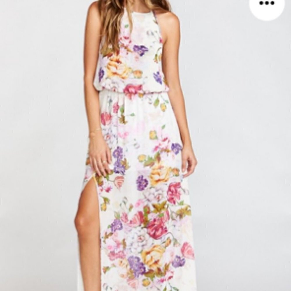 Show Me Your Mumu Best Friend Floral Heather Halter Maxi Dress Small